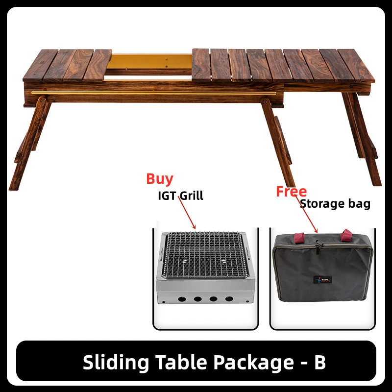 Tnr Igt Bbq Grill Outdoor Camping Equipment For Table Solid Wood Sliding Combination Picnic
