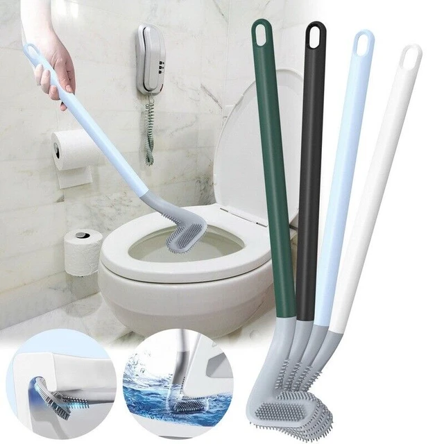 Golf Silicone Toilet Brushes With Holder Set Long Handled Toilet Cleaning  Brush Black Modern Hygienic Bathroom Accessories