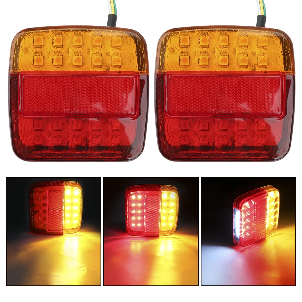 후방 후진 브레이크 정지 램프, 트레일러 트럭 캐러밴 미등, 1 쌍, 26 LED, 12V