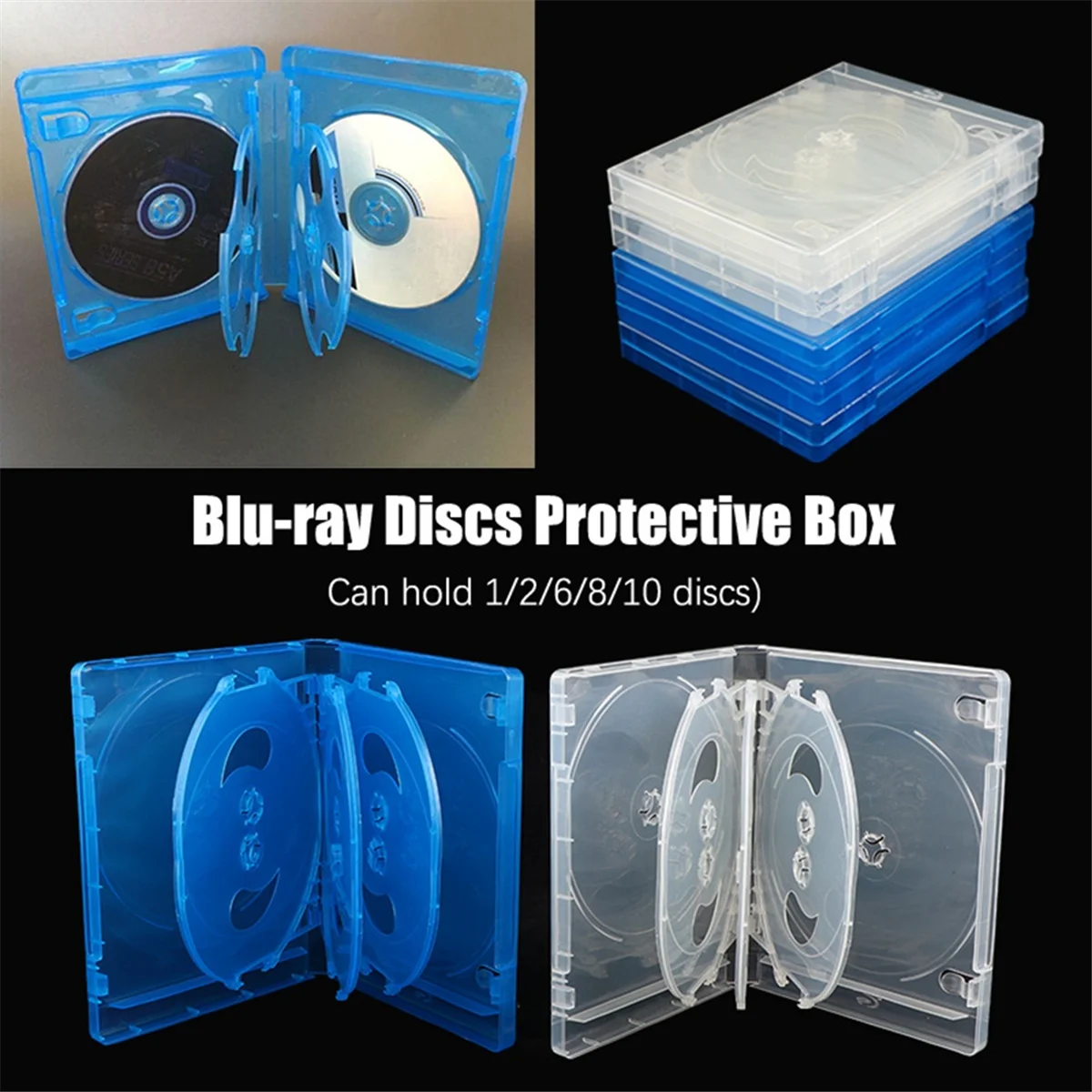 CD Storage Box 10-Piece Pack CD Case Plastic Double-Sided Storage Car Case Thickened DVD Case,Blue XY