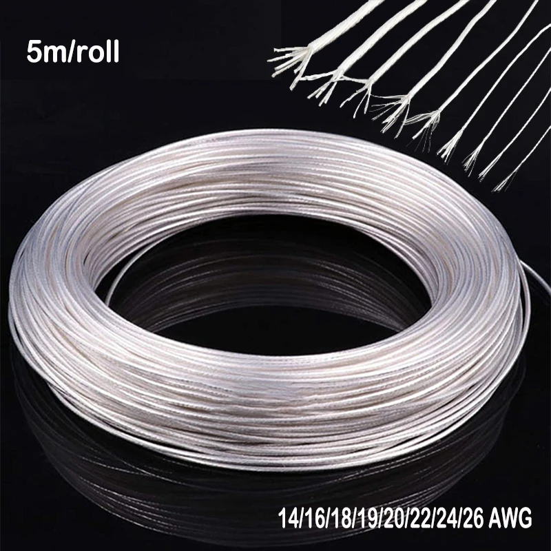 5m High Purity Silver Plated OCC Wire Copper Cable For Audio DIY Amplifier Headphone Speaker cable 14/16/18/19/20/22/24/26 AWG