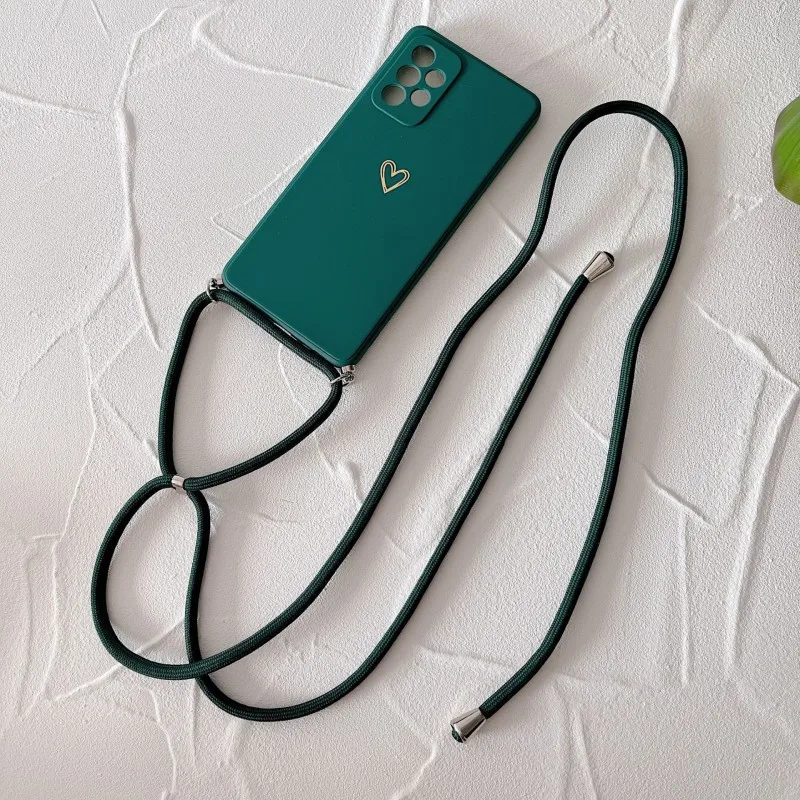 Lanyard Love Shockproof Silicone Crossbody Phone Case with Neck Cord Strap