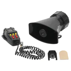 High-Power Emergency Amplifier with Loud Car Horn and Megaphone Siren System (Black)