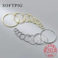 SOFTPIG Real 925 Sterling Silver 1.2/1.5mm Wire Diameter Large Hoop Earrings for Women Trendy Fine Jewelry Geometric Accessories 1