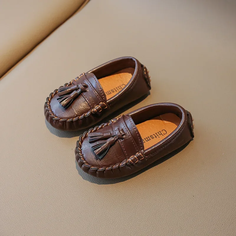Boys' Slip-On Suede Leather Loafers - Comfortable Casual Shoes For School & Everyday Wear