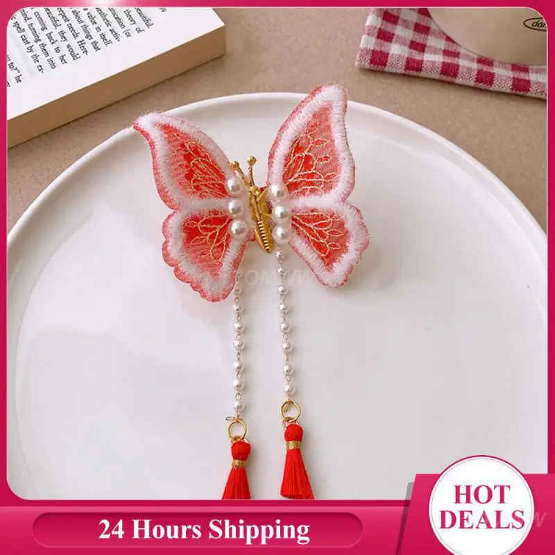 

Весенняя шпилька для волос, удобная в ношении красивая Античная шпилька для волос, праздничная шпилька для волос с золотой нитью и бабочкой, простая и универсальная шпилька для волос