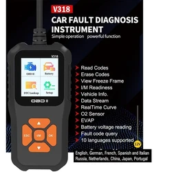 Advanced OBD2 Car Diagnostic Tool with Lifetime Free DTC Lookup (V318)