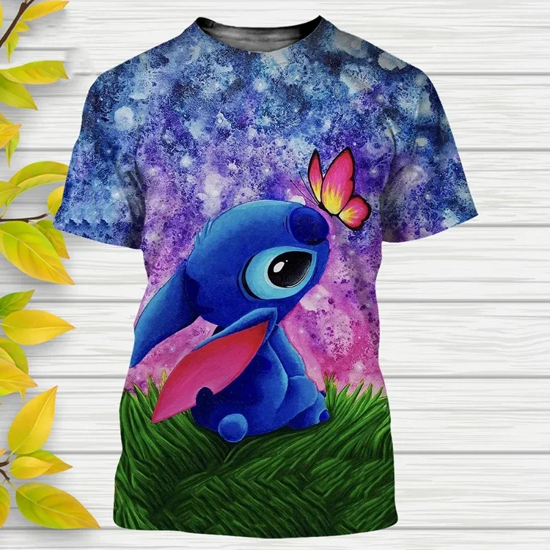 2024 Summer Disney Hot Sale Stitch 3d Print T Shirt Children Clothes Cartoons Kids T-shirts Casual Tops Tee 1-14 Years 4