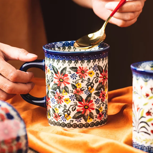 Vintage Floral Ceramic Coffee Mug 3
