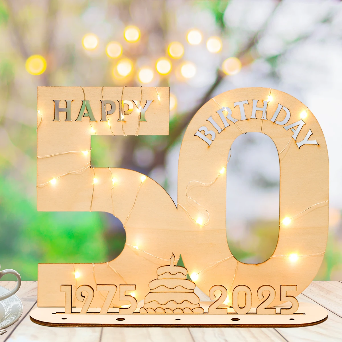 Dekorative LED-Leuchten aus Holz mit Zahlenbuchstaben, Geburtstagsparty-Dekoration für Erwachsene, 18., 30., 40. und 50. Geburtstag, Partyzubehör, Gastgeschenke – Detail 11