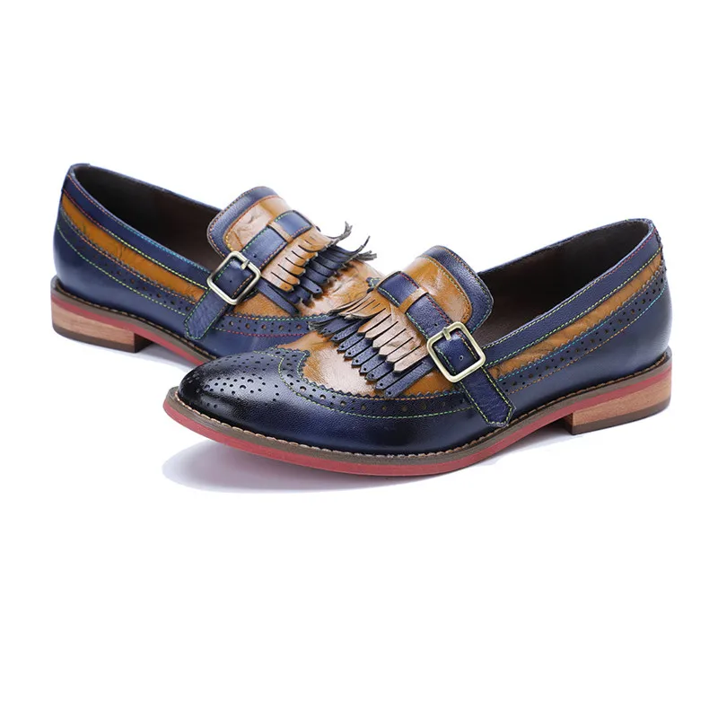 Autumn & Spring British Style Women's Shoes Tassel Genuine Leather Brogue Shoes Casual Retro Female's Oxfords