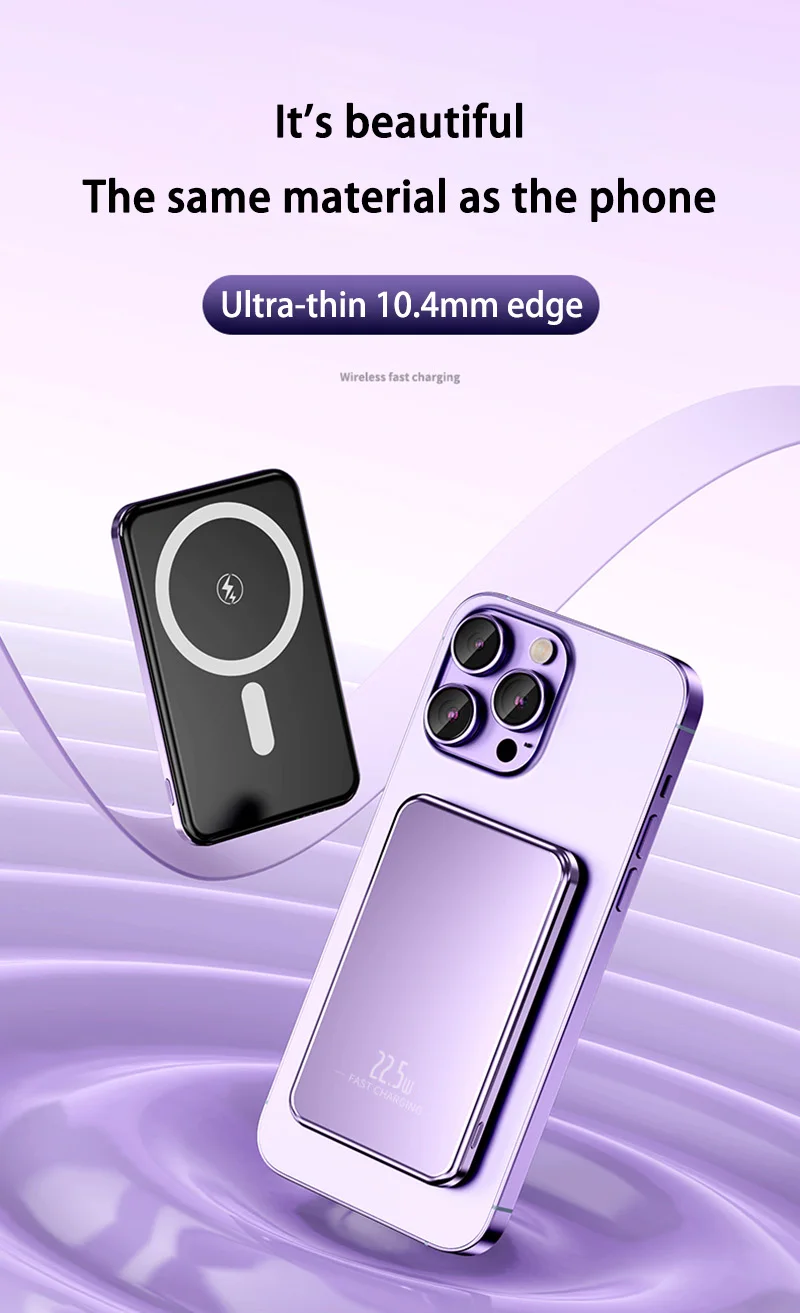 50000mAh Ultra Slim Power Bank Mac Fast Charge Auxiliary Battery Magnetic Magnet Wireless Charging For IPhone Samsung Xiaomi 2