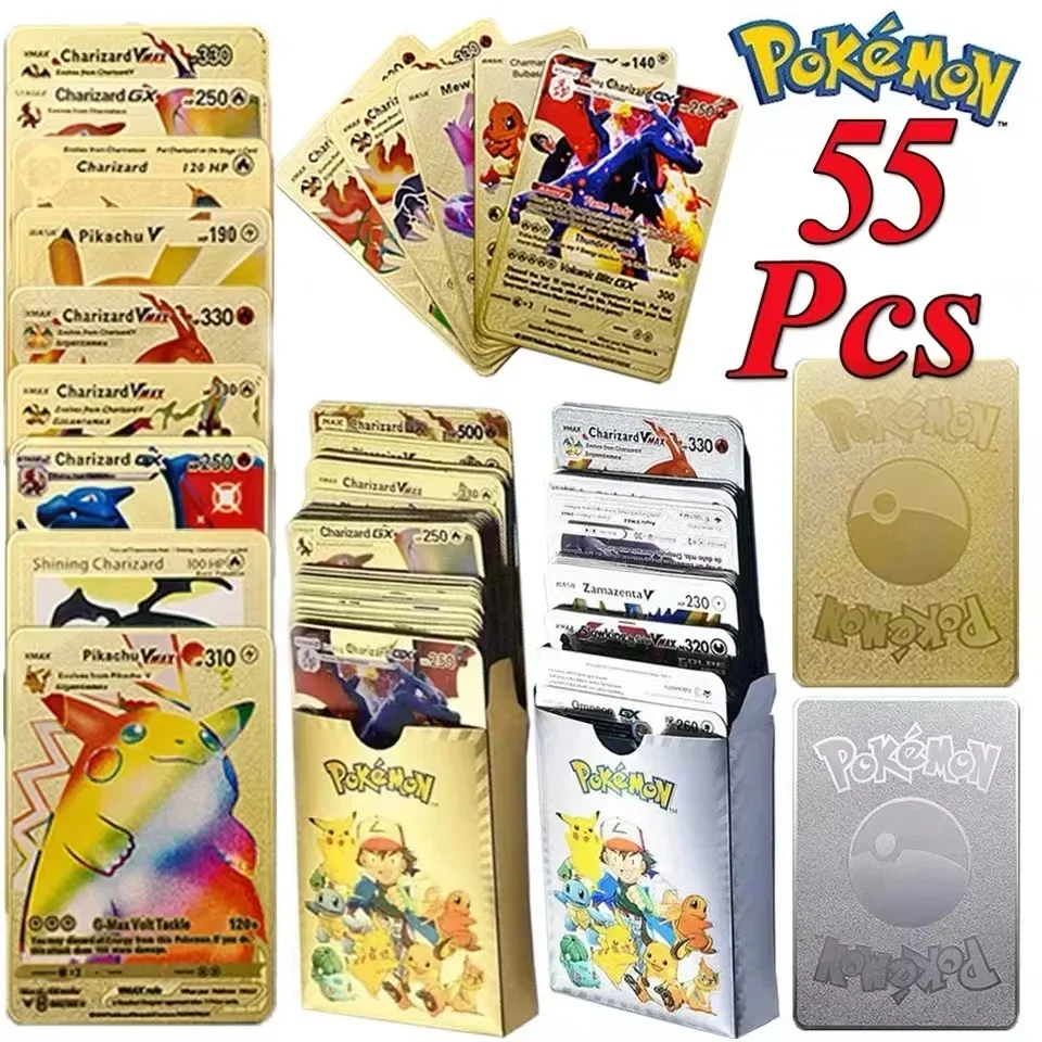 

Pokemon Cards Gold Sliver Spanish English French Vmax GX Energy Card Charizard Pikachu Rare Collection Battle Trainer Boys Gift