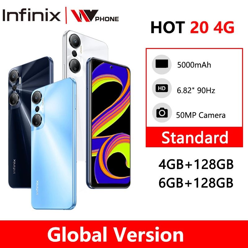 

Infinix HOT 20 4GB 128GB 6.82" 90Hz Gaming Display MTK Helio G85 50MP Super Nightscape Camera 5000mAh 18W Fast Charge