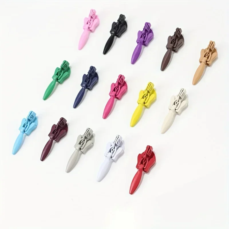 10pcs Assorted Colors Nylon Zipper Pulls, 3# Invisible Slider, Random Delivery, Dress Zipper Accessories For DIY Clothing Repair