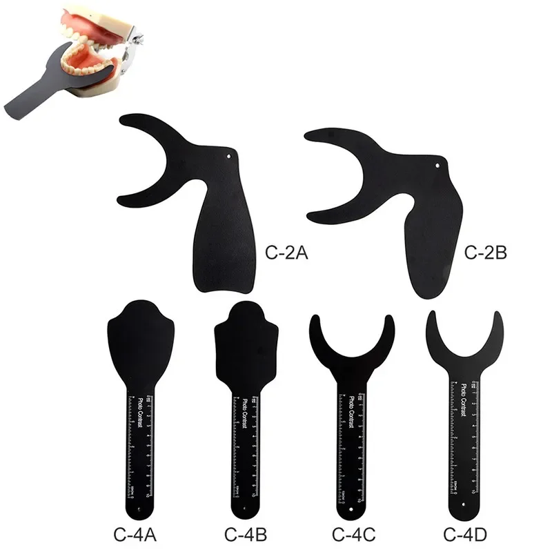 1Pc Dental Photography Image Board Orale Guancia Piastra Nera Contrasto Strumento Ortodontico Autoclavabile