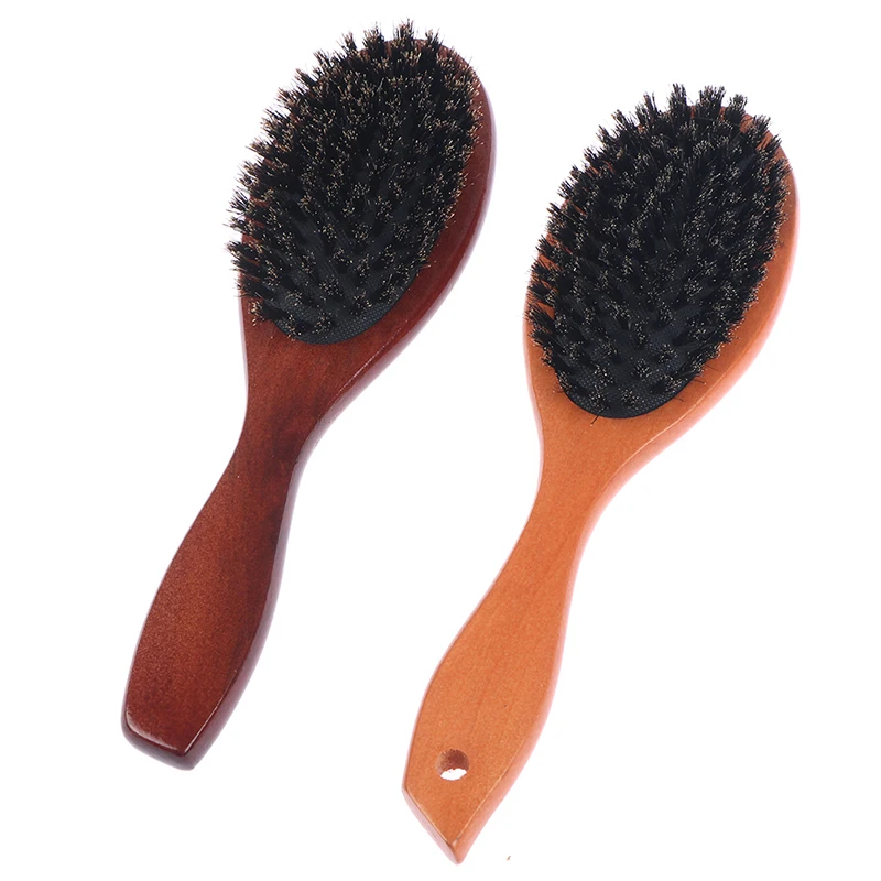 Hair Comb Hair Styling Tools Hair Brush Comb Wooden Handle Brush 1pc Straightenin Hair Brush Wood Handle Imitation boar bristle Beard Comb