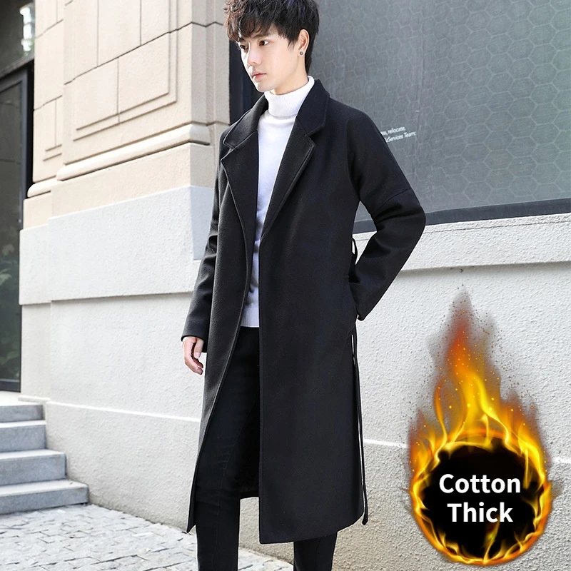 Fashion Men Thick Warm Blend Coat Woolen Overcoat Autumn Winter