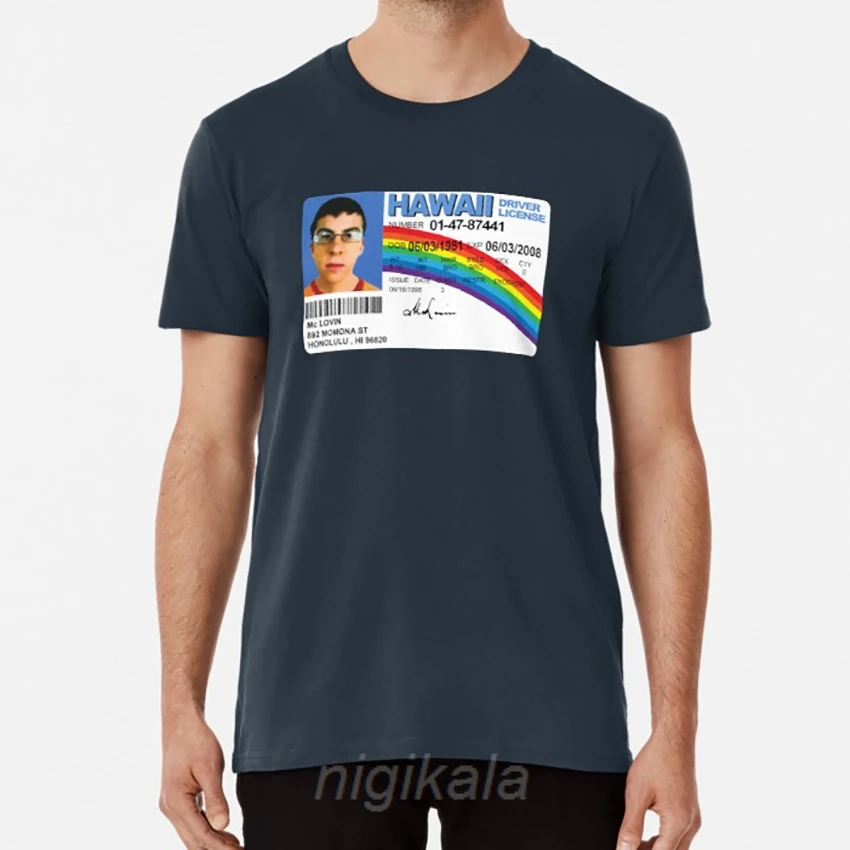 

Макловин! Футболка Mclovin Superbad Movie Geek Nerd Hawaii License Cheese Jonah Hill Seth Fashion Funny Tee