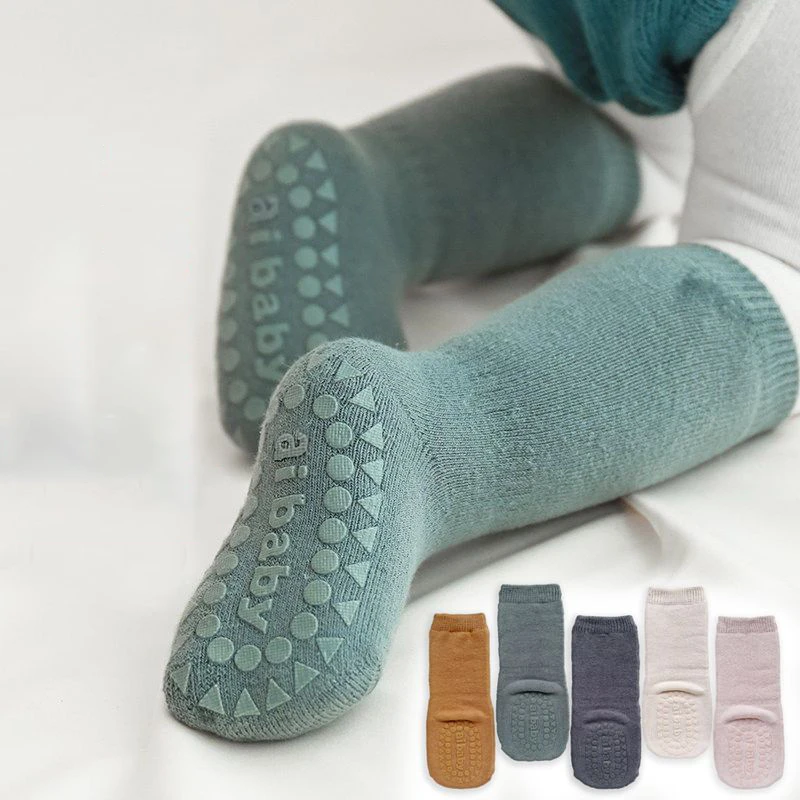 

5 Pairs/lot Baby Socks Autumn Winter Plush Thickened Pure Cotton Anti Slip Floor Socks High Tube Children's Indoor Walking Socks