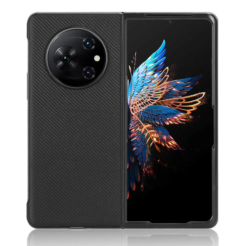 Capa Per Tecno Phantom V Fold Case 5G Fibra Di Carbonio Texture Pu Leather Cover Antiurto Per Phantom V Fold 5G Protection Funda