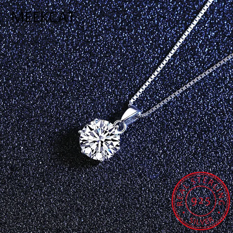 Moissanite Necklace Silver Necklace 2.0ct VVS1 D Color Moissanite Necklace 925 Soild Sterling Sliver Chain with Certificate Fine Jewelry for Woman