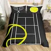 Tennis Court Print Duvet Cover Set,Boys Sports Games Themed Comforter Cover,Yellow Tennis Racket Sporting Equipment Bedding Set 1