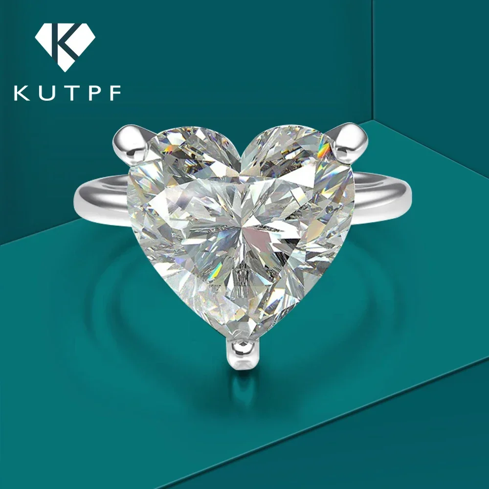 1/2/4carat Moissanite Engagement Rings with Certificate 925 Sterling Silver Heart Cut Solitaire Diamond Wedding Ring for Women 1