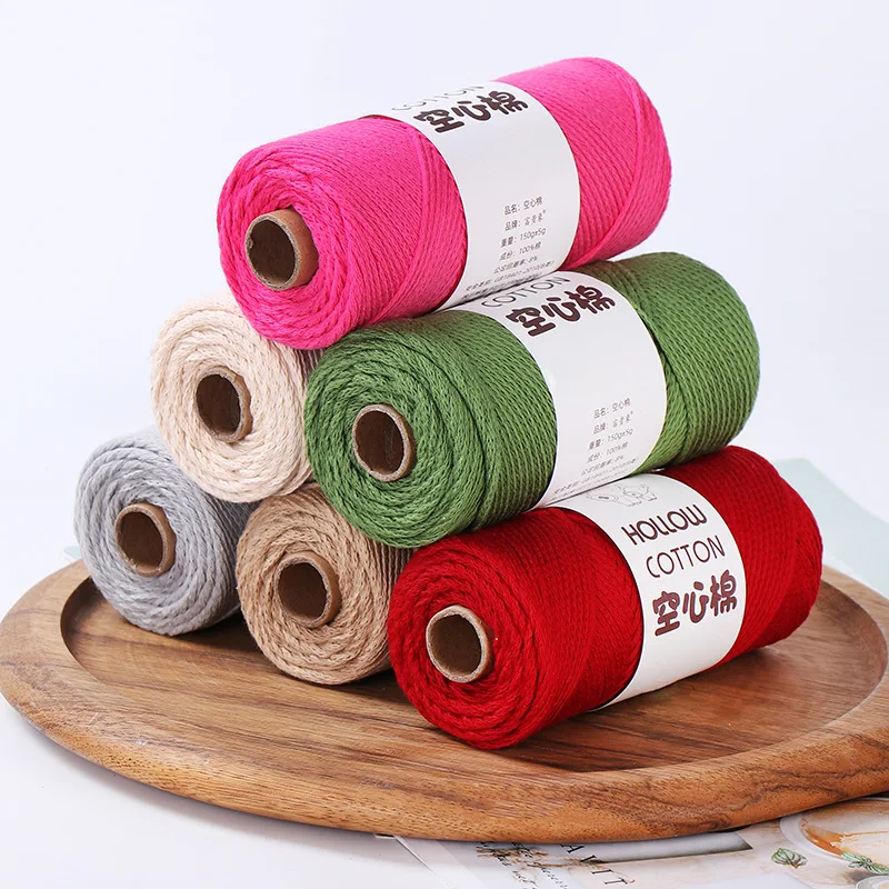 Round Strand Hollow Cotton 2mm Medium Thick Thread Cotton Hemp Handmade 150g Hand Woven DIY Crochet Hat Beach Bag Material 4