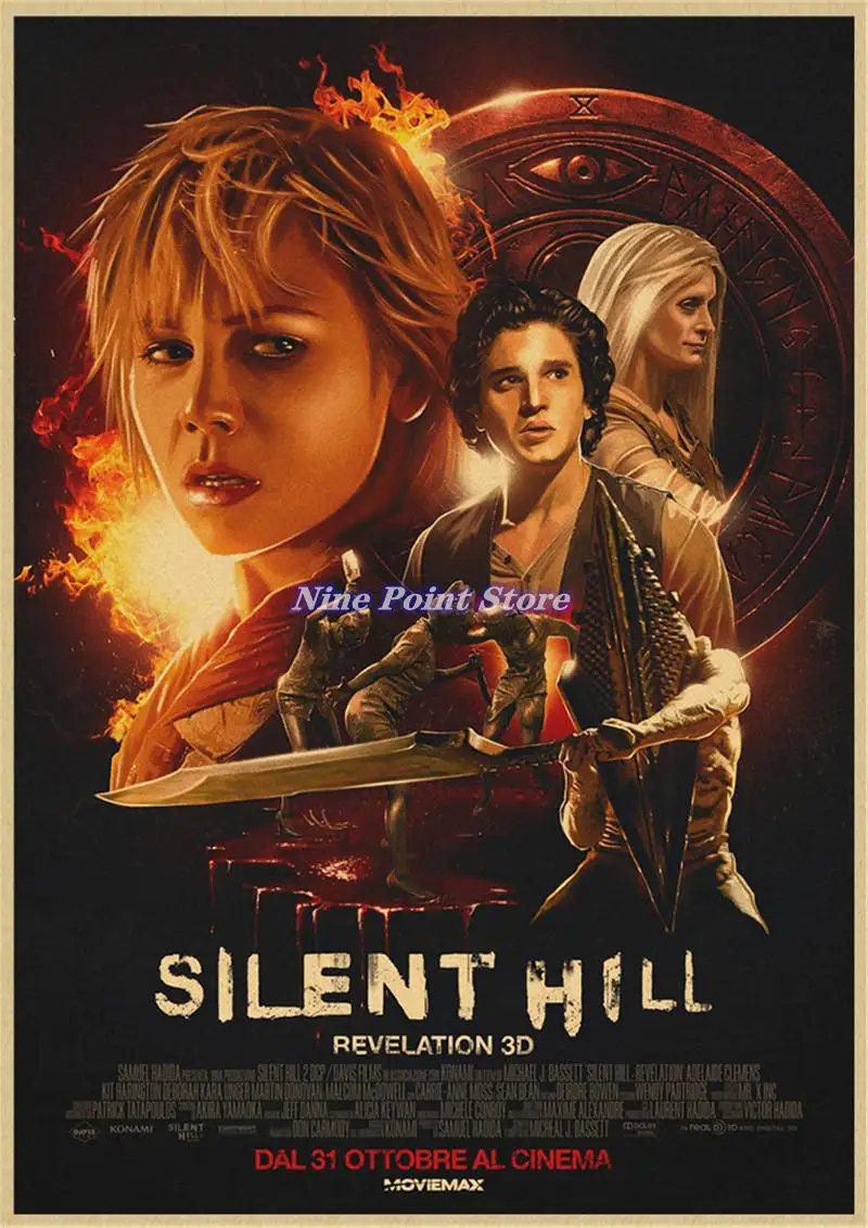 Poster Silent Hill Sur Toile 30x45 Cm - Style Sans Cadre, Effet 3D Lenticulaire, Lavable Et Réutilisable