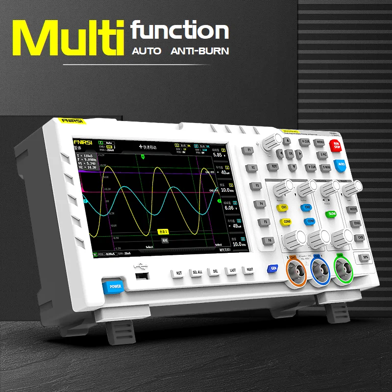 Digital Oscilloscope FNIRSI-1014D Digital Oscilloscope 2 In 1 Dual Channel Input Signal Generator 100MHz* 2 Bandwidth 1GSa/s Sampling Rate TFT LCD