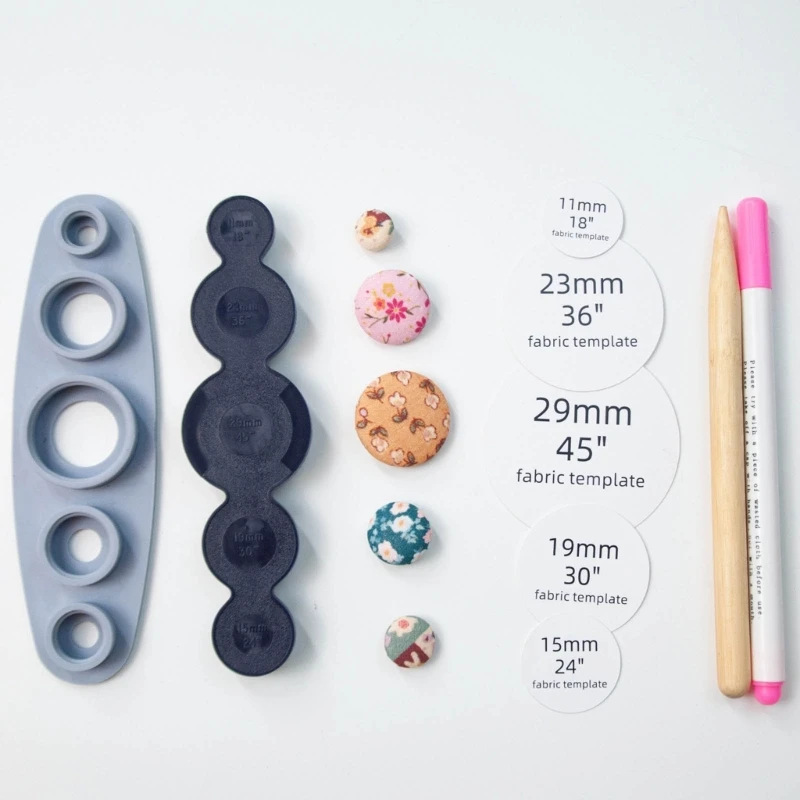 Universal Tool for Cover Buttons DIY Cloth Buttons, Help Make Own Covered Buttons, Size: 11mm, 15mm, 19mm, 23mm, 29mm 2