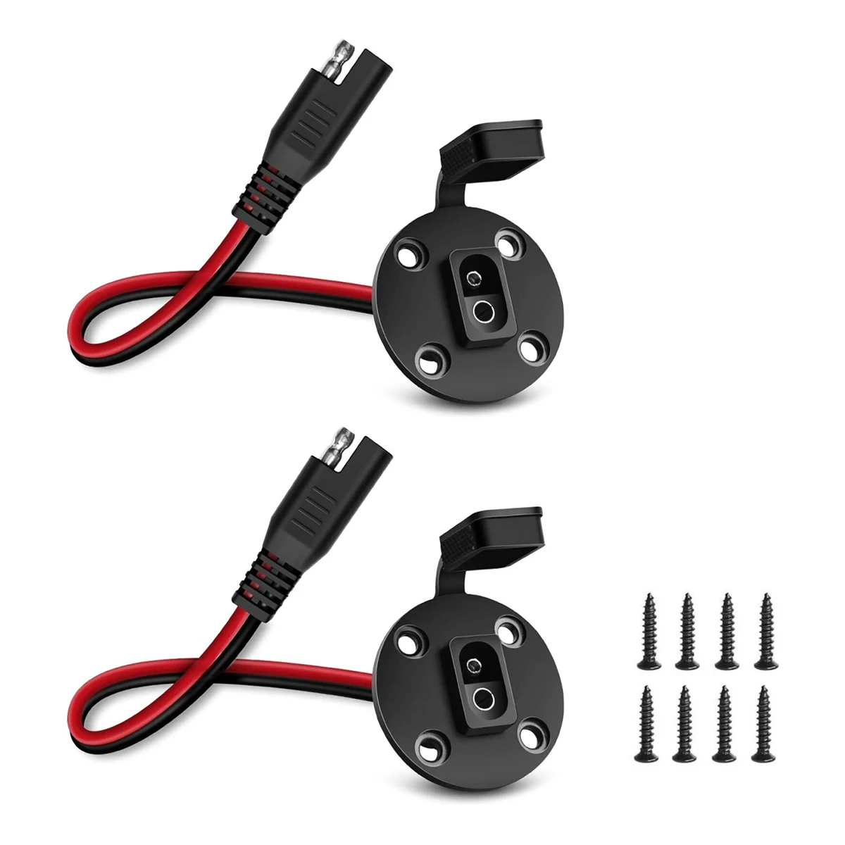 2Pcs SAE Power Socket Sidewall Port Weatherproof SAE Quick Connect Solar Panel Mount Universal Flush-Mountable Connector 12AWG — view 3