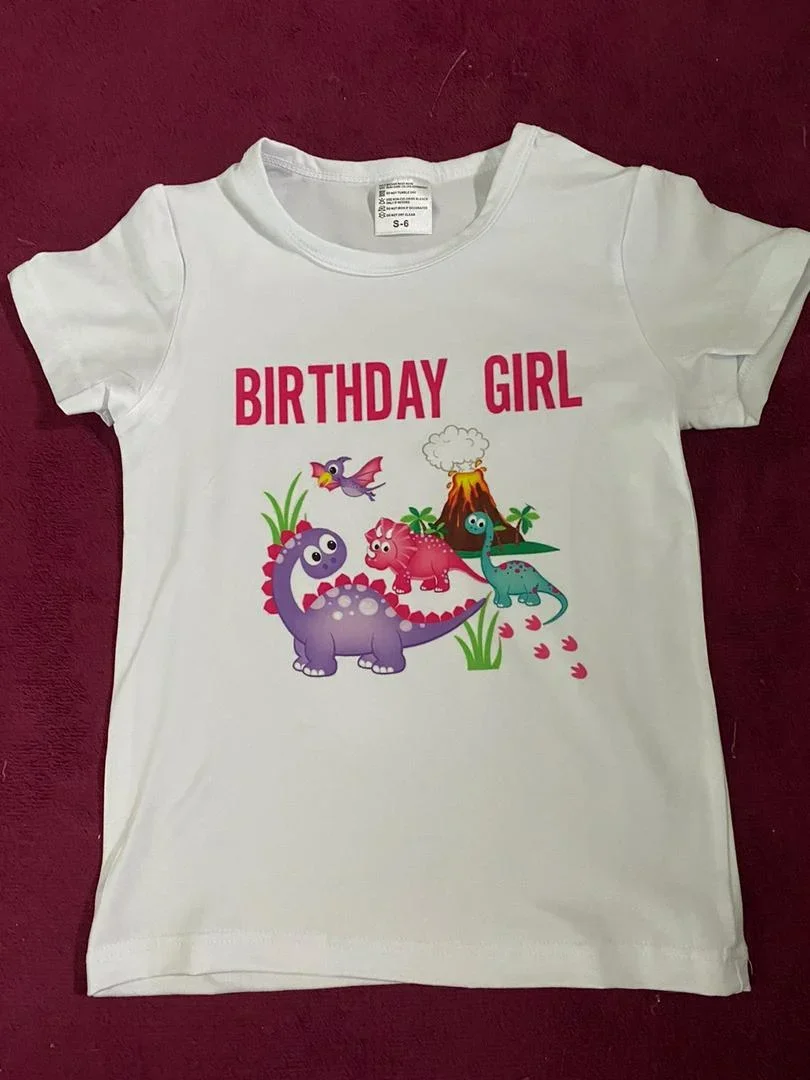 Dinosaur Theme Birthday Girl T-shirt Personalized Dino Print Tshirt Dad Mom Sis Bro Party Clothes Family Matching Set Gift 2
