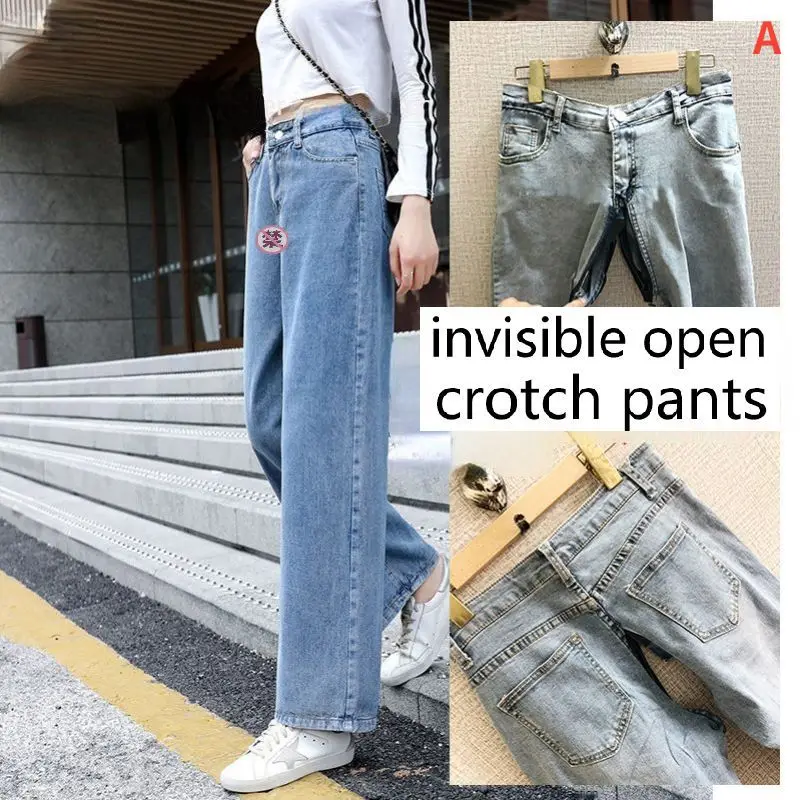 Double Head Invisible Zipper Pants, Outdoor Easy To Take Off, Full Open Crotch Pants, Dating Artifact for Lovers Jeans  Clothes