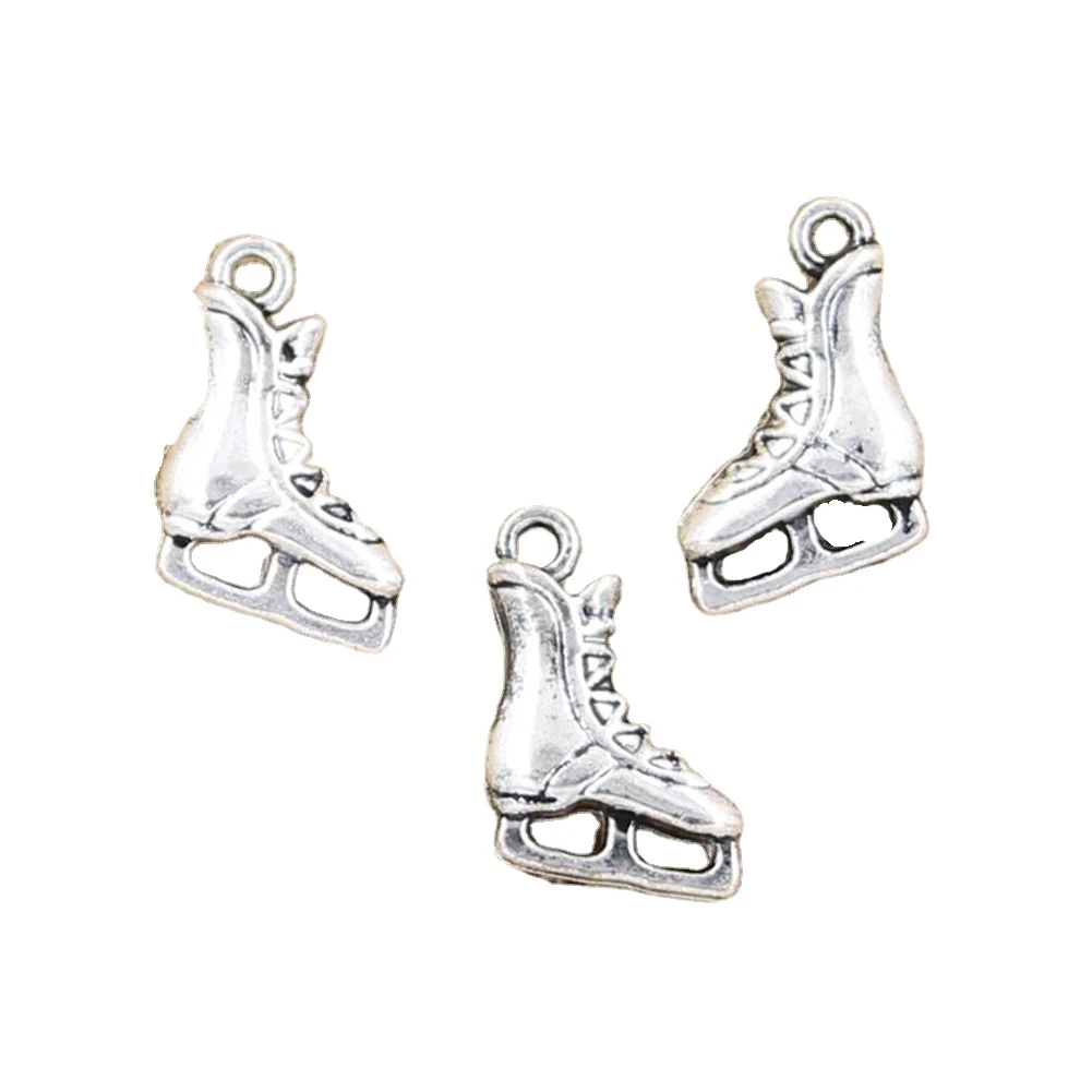 10pcs 매력 아이스 스케이트 신발 17x12mm 골동품 실버 컬러 도금 펜 던 트..