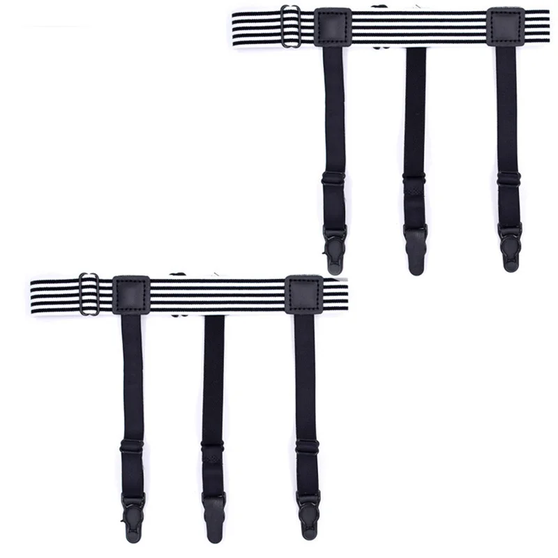 New 1Pc Elastic Mens Shirt Stays Striped Suspenders Straps Anti-skid Belt Garters Nylon Adjustable Shirt Holders For Male