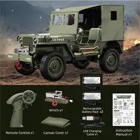 1940 Willys Jeep 1:10 RC Car Simulated Military Truck  2.4G 4WD Remote Control Car Vehicle Model Toy Gift for Adult Kids 1