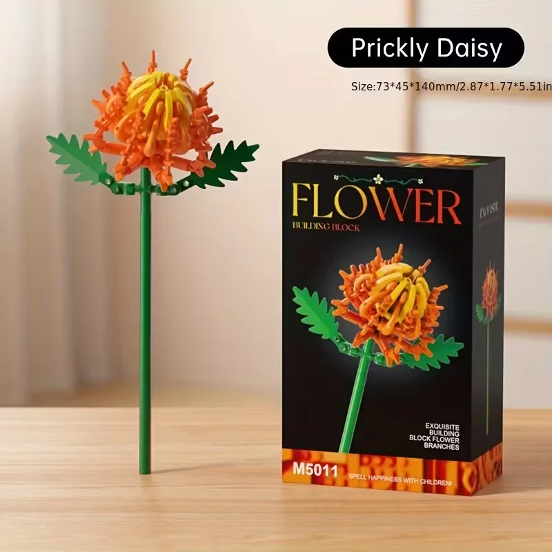 Building Block Flower Set DIY Floral Decoration Kit for Desktop Room Accessories Gift