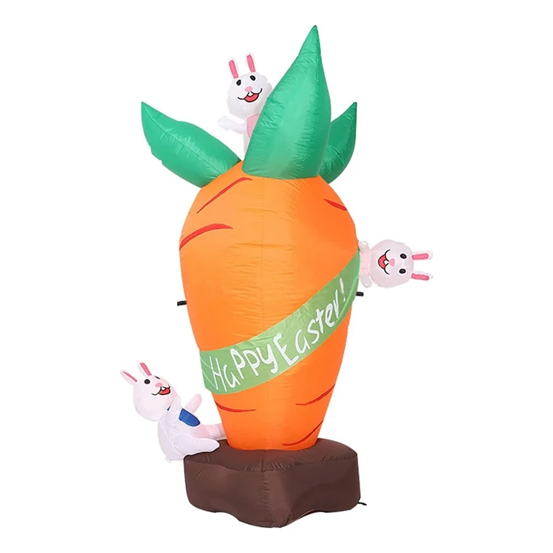 

6 FT Easter Inflatable Carrot And Bunny, Blow Up Easter Decoration With Build-In LED Lights For Easter Party US Plug