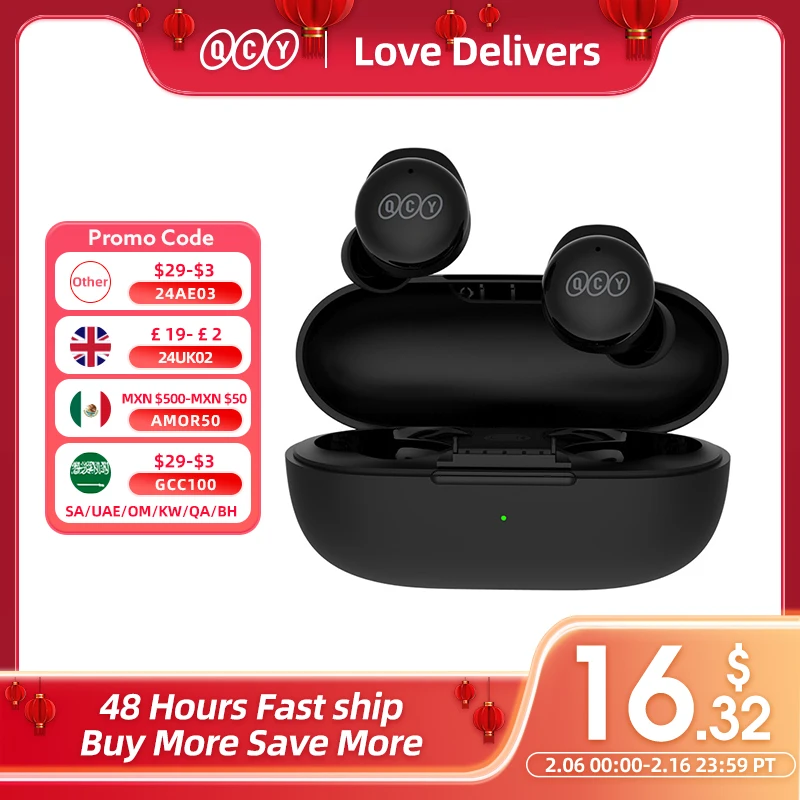 Qcy T17 Auricolari Veramente Wireless Bluetooth 5.3 Auricolari Hifi Sound Headphone Touch Control Gaming Auricolari Long Standby 26H