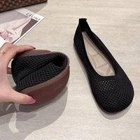 Big Size 42 Women Flats Knitted Breathable Sneakers Ladies Soft Bottom Ballet Loafers Casual Slip on Boat Shoe for Woman 2