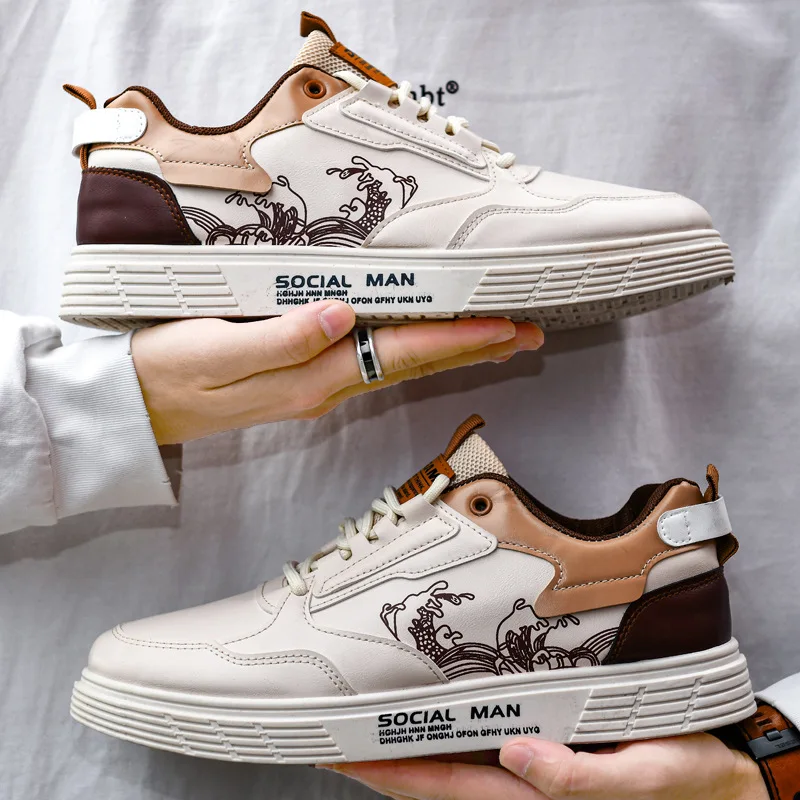 

Men's Fashion 2023 Summer Breathable New Brand White Shoes Sneakers Trendy Hundred With Lightweight Sports Shoes Board Shoes