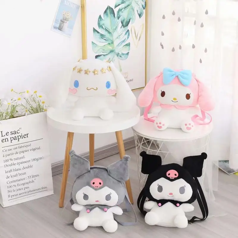 

Kawaii Sanrio плюшевая сумка рюкзак Kuromi Melody Cinnamoroll плюшевая сумка большая Аниме Мягкие игрушки милый рюкзак для девочки кукла для подарка