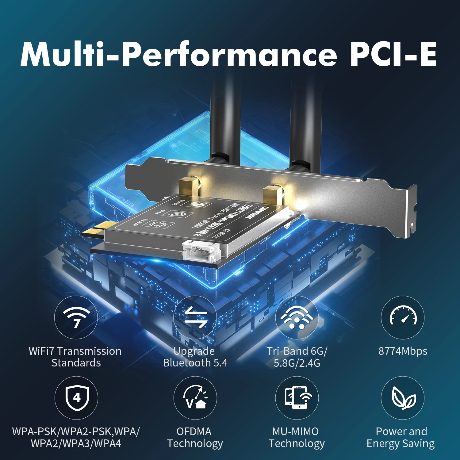 7, Cartão Pcie, Bluetooth 5.4, 6GHz, BE200NGW,