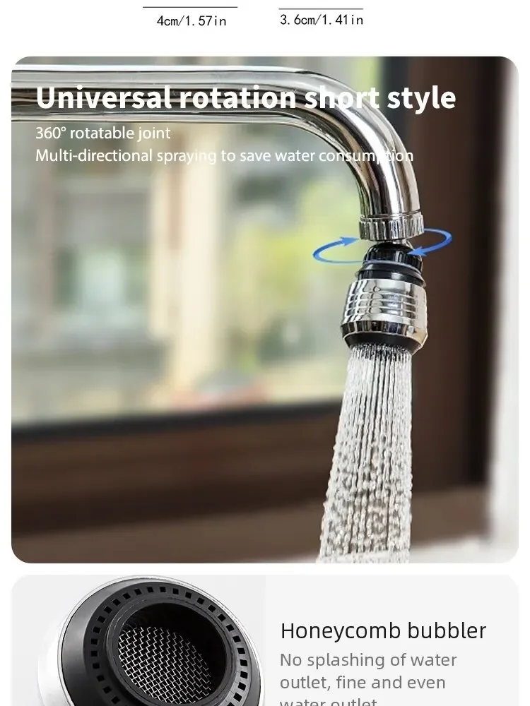 Description Picture 5 of item360 Degree Faucet Anti Splash Head Kitchen Water Saver Universal Rotating Bubbler Filter Nozzle Booster Nozzle Kitchen Tools