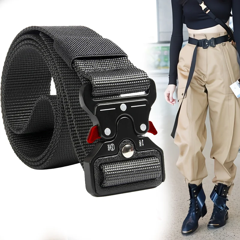 125cm Men's Belt Outdoor Hunting Multifunctional Belt Buckle Nylon Cobra Training Canvas