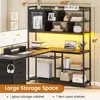 L Shaped Computer Desk, 58'' Office Desk with 3 Drawers and Bookshelf, L Shaped Corner Desk with Storage Shelves and LED Light 5