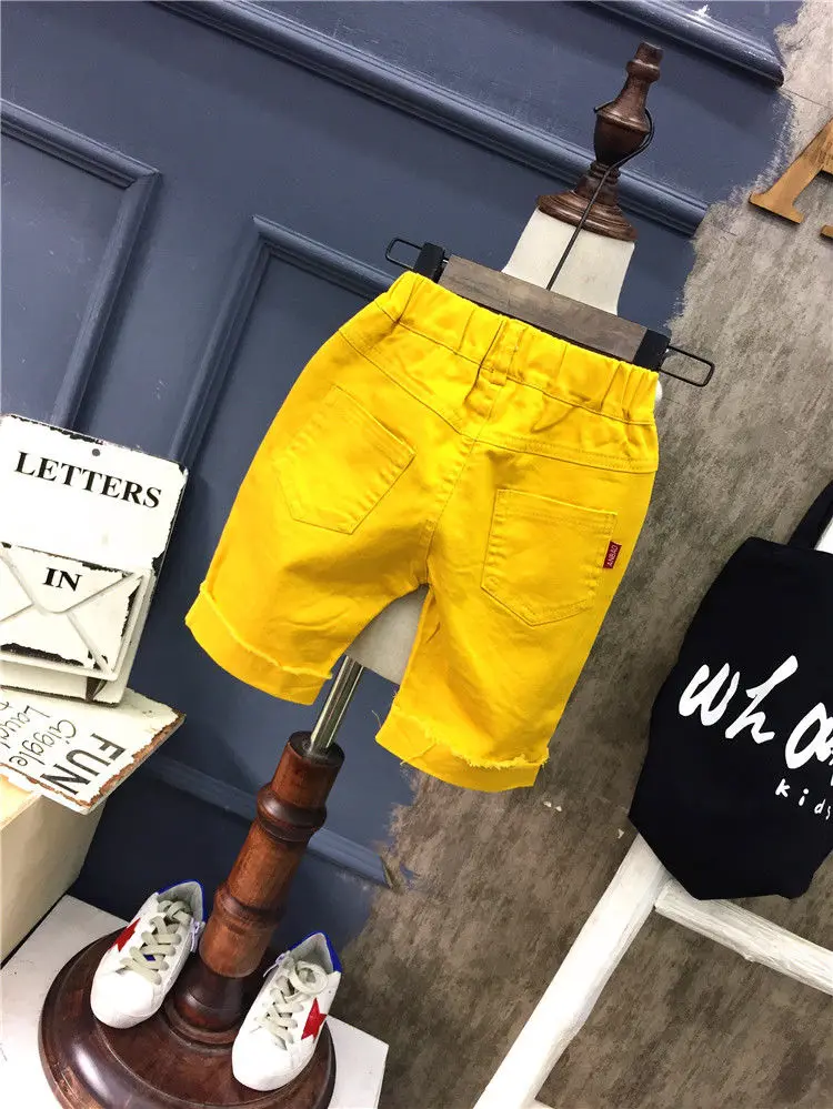 Boys Denim Shorts Korean Version Children Clothing Jeans Perforated Five Quarter Pants