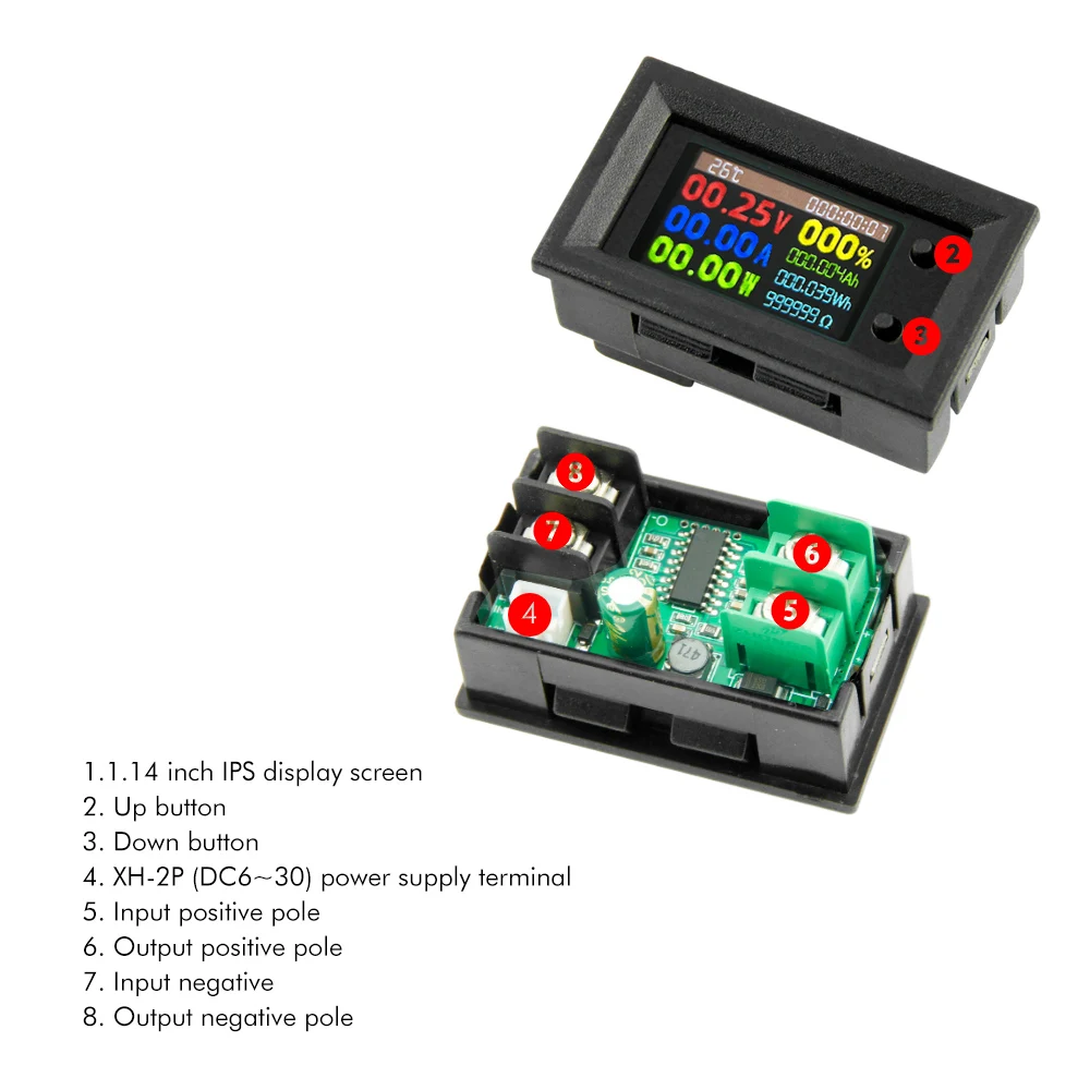DC 0-200V 20A Voltmeter Ammeter KWS Power Energy Meter LED Digital DC Wattmeter Meter 9-in-1 Multi-function Measuring Instrument 2